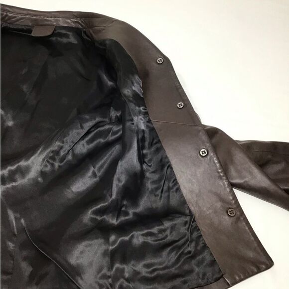 Trussardi Collezione Pelle Brown Leather Blazer Jacket Size 44 - Picture 12 of 16